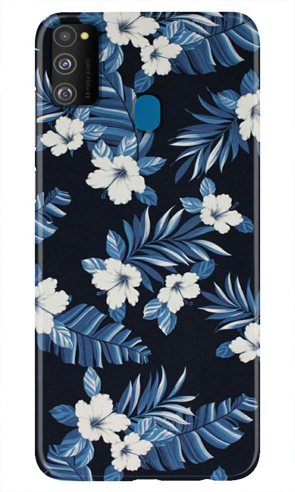 White flowers Blue Background2 Case for Samsung Galaxy M21