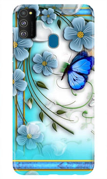 Blue Butterfly Mobile Back Case for Samsung Galaxy M21 (Design - 21)