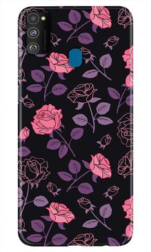 Rose Black Background Mobile Back Case for Samsung Galaxy M21 (Design - 27)