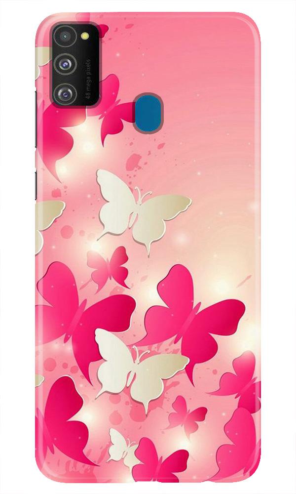 White Pick Butterflies Case for Samsung Galaxy M21