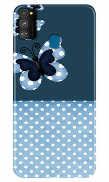 White dots Butterfly Mobile Back Case for Samsung Galaxy M21 (Design - 31)