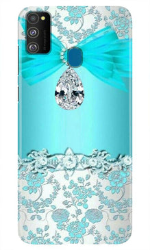 Shinny Blue Background Mobile Back Case for Samsung Galaxy M21 (Design - 32)