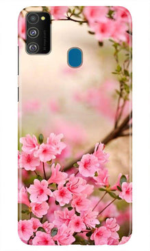 Pink flowers Mobile Back Case for Samsung Galaxy M21 (Design - 69)
