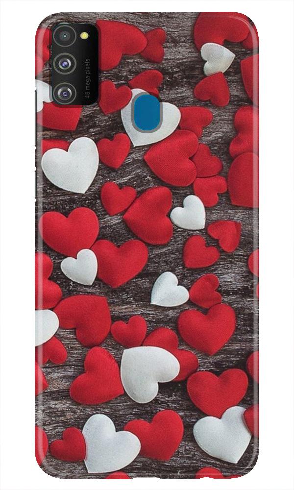 Red White Hearts Case for Samsung Galaxy M21(Design - 105)