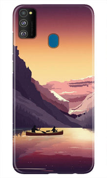 Mountains Boat Mobile Back Case for Samsung Galaxy M21 (Design - 181)