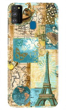 Travel Eiffel Tower Mobile Back Case for Samsung Galaxy M21 (Design - 206)