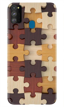 Puzzle Pattern Mobile Back Case for Samsung Galaxy M21 (Design - 217)
