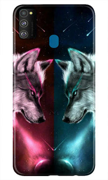 Wolf fight Mobile Back Case for Samsung Galaxy M21 (Design - 221)