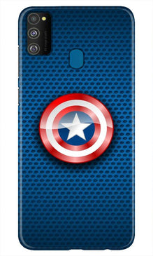 Captain America Shield Mobile Back Case for Samsung Galaxy M21 (Design - 253)