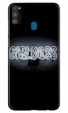 Girl Boss Black Mobile Back Case for Samsung Galaxy M21 (Design - 268)