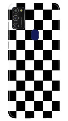Black White Boxes Mobile Back Case for Samsung Galaxy M21   (Design - 372)