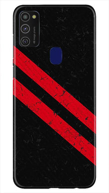 Black Red Pattern Mobile Back Case for Samsung Galaxy M21   (Design - 373)