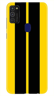Black Yellow Pattern Mobile Back Case for Samsung Galaxy M21   (Design - 377)