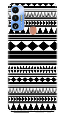 Black white Pattern Mobile Back Case for Tecno Spark 7T (Design - 5)