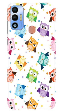 Owl Baground Pattern shore Mobile Back Case for Tecno Spark 7T (Design - 13)