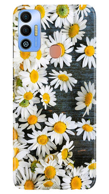 White flowers2 Mobile Back Case for Tecno Spark 7T (Design - 62)