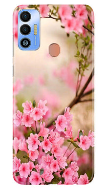 Pink flowers Mobile Back Case for Tecno Spark 7T (Design - 69)
