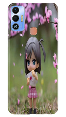 Cute Girl Mobile Back Case for Tecno Spark 7T (Design - 92)