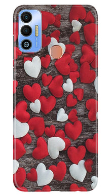 Red White Hearts Mobile Back Case for Tecno Spark 7T  (Design - 105)
