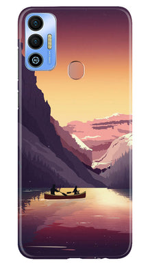 Mountains Boat Mobile Back Case for Tecno Spark 7T (Design - 150)