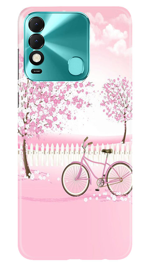 Pink Flowers Cycle Case for Tecno Spark 8  (Design - 102)