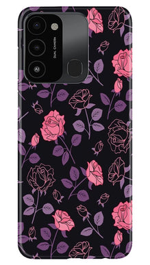 Rose Black Background Mobile Back Case for Tecno Spark 8C (Design - 27)