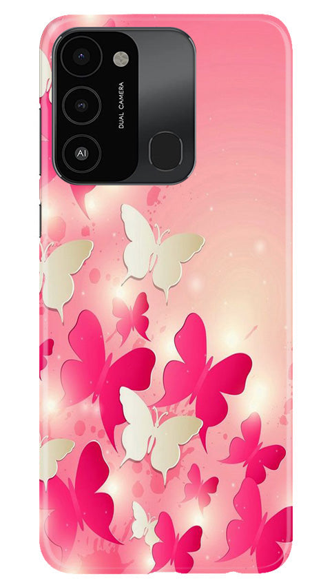 White Pick Butterflies Case for Tecno Spark 8C