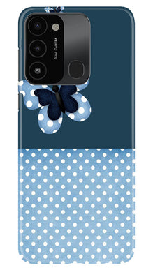 White dots Butterfly Mobile Back Case for Tecno Spark 8C (Design - 31)