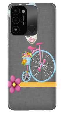 Sparron with cycle Mobile Back Case for Tecno Spark 8C (Design - 34)
