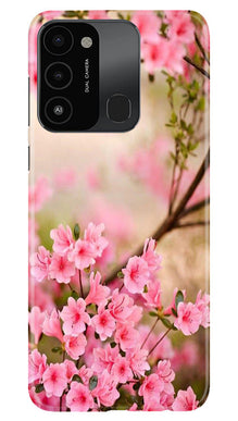 Pink flowers Mobile Back Case for Tecno Spark 8C (Design - 69)