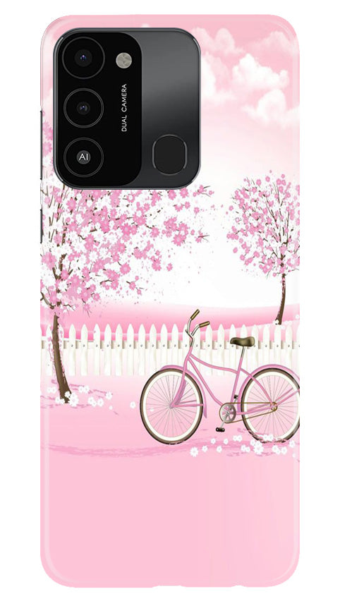 Pink Flowers Cycle Case for Tecno Spark 8C(Design - 102)