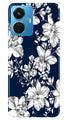 White flowers Blue Background Case for Vivo T1 44W