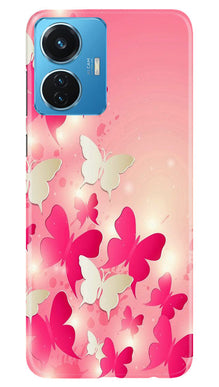 White Pick Butterflies Mobile Back Case for Vivo T1 44W (Design - 28)