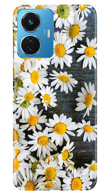 White flowers2 Mobile Back Case for Vivo T1 44W (Design - 62)