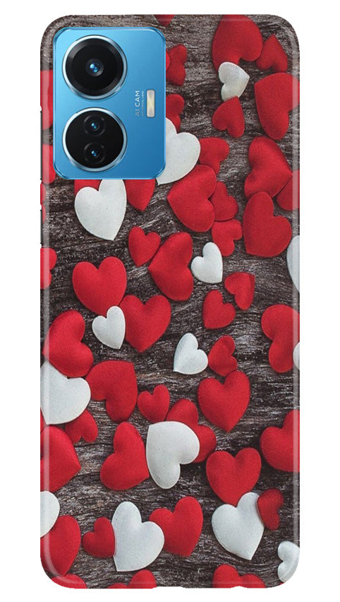 Red White Hearts Case for Vivo T1 44W  (Design - 105)