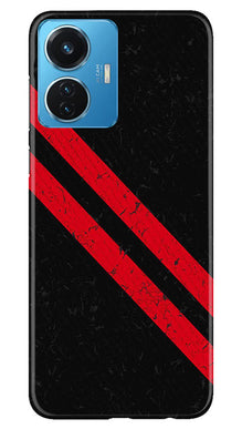 Black Red Pattern Mobile Back Case for Vivo T1 44W (Design - 332)