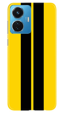 Black Yellow Pattern Mobile Back Case for Vivo T1 44W (Design - 336)