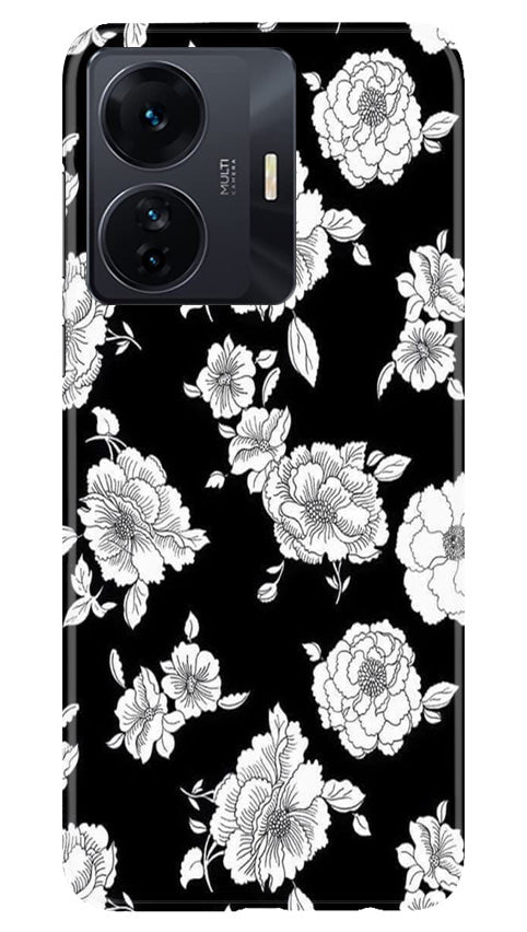 White flowers Black Background Case for Vivo T1 Pro 5G