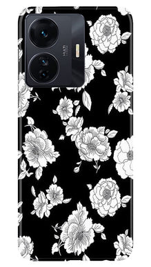 White flowers Black Background Mobile Back Case for Vivo T1 Pro 5G (Design - 9)