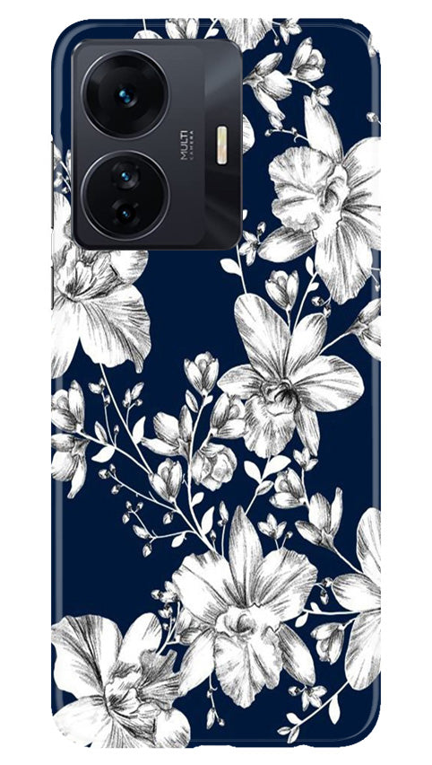 White flowers Blue Background Case for Vivo T1 Pro 5G
