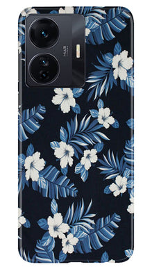 White flowers Blue Background2 Mobile Back Case for Vivo T1 Pro 5G (Design - 15)