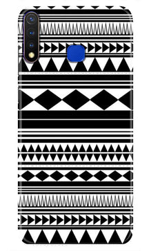 Black white Pattern Mobile Back Case for Vivo U20 (Design - 5)