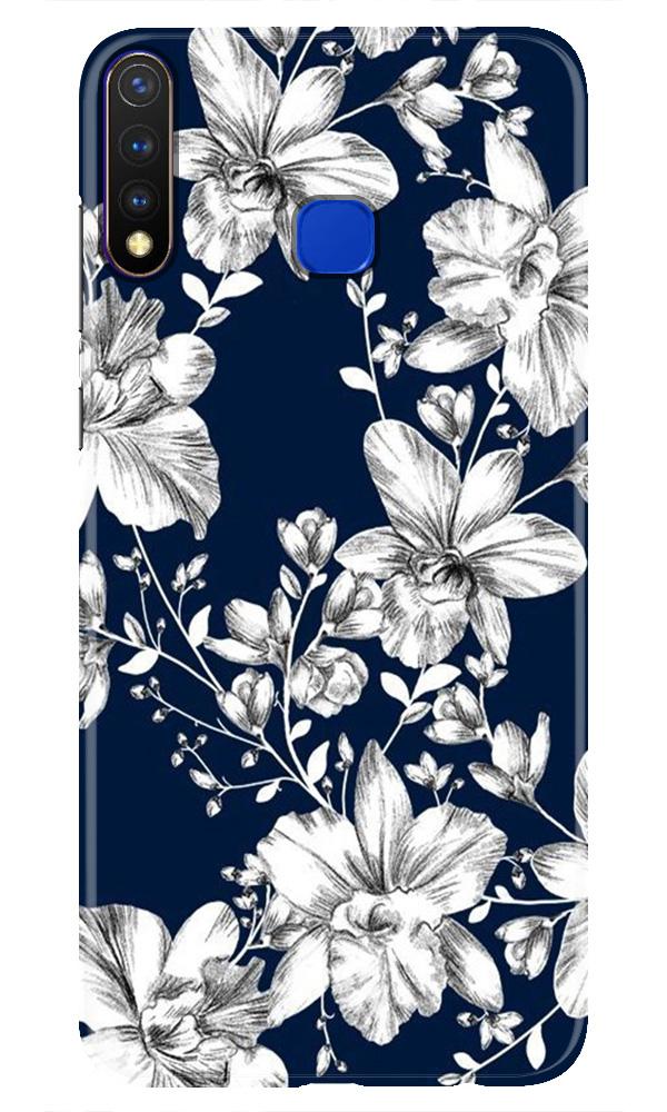 White flowers Blue Background Case for Vivo Y19