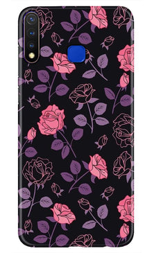 Rose Black Background Mobile Back Case for Vivo Y19 (Design - 27)