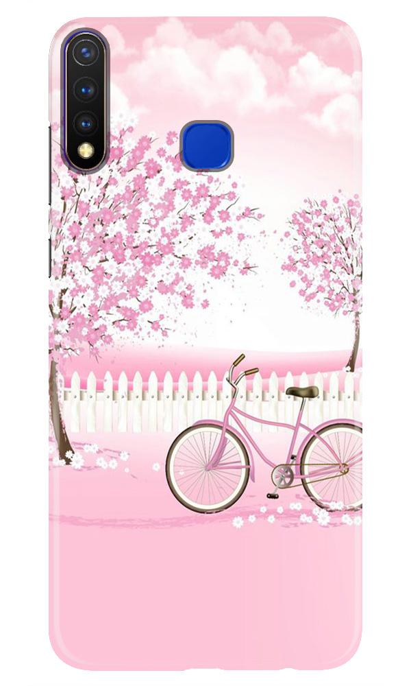 Pink Flowers Cycle Case for Vivo Y19  (Design - 102)