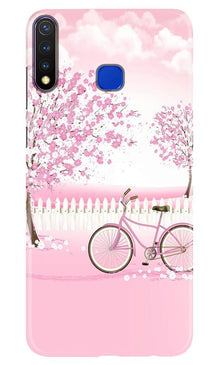 Pink Flowers Cycle Mobile Back Case for Vivo Y19  (Design - 102)