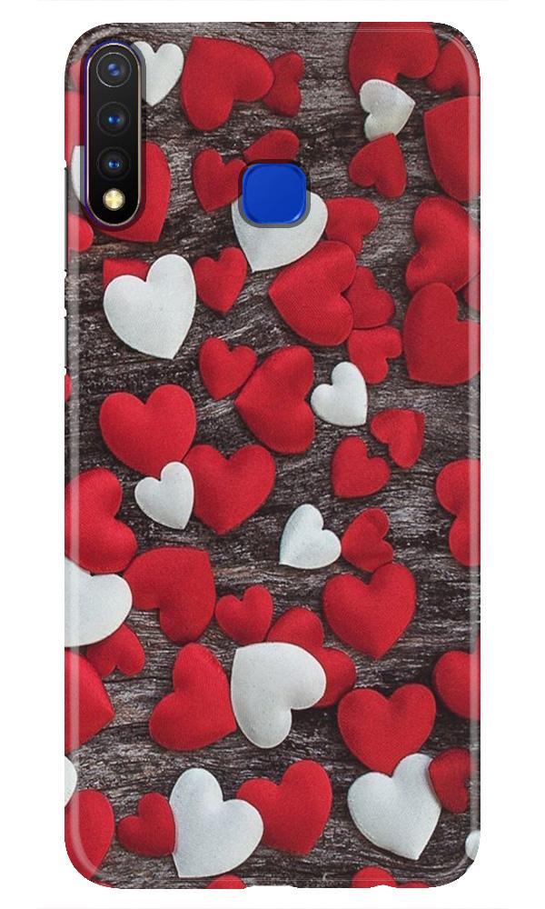 Red White Hearts Case for Vivo Y19  (Design - 105)