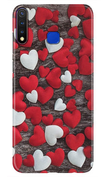 Red White Hearts Mobile Back Case for Vivo Y19  (Design - 105)