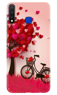 Red Heart Cycle Mobile Back Case for Vivo U20 (Design - 222)