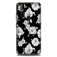 White flowers Black Background Case for Vivo V15